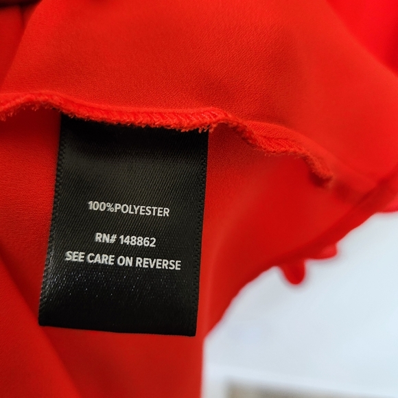 Torrid 3X Georgette Surplice Puff Sleeve Blouse Orange Short Sleeve With Tie - Picture 6 of 7